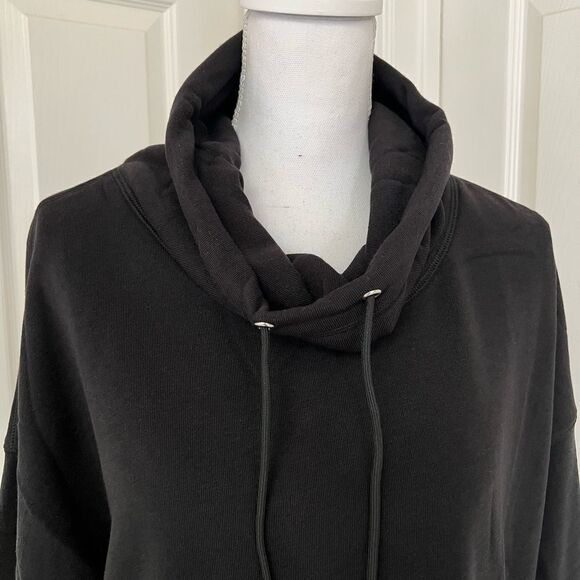 Adam Selman Sport Funnel Neck Oversized Fleece Pullover Sweater Black Medium NEW - Picture 4 of 11